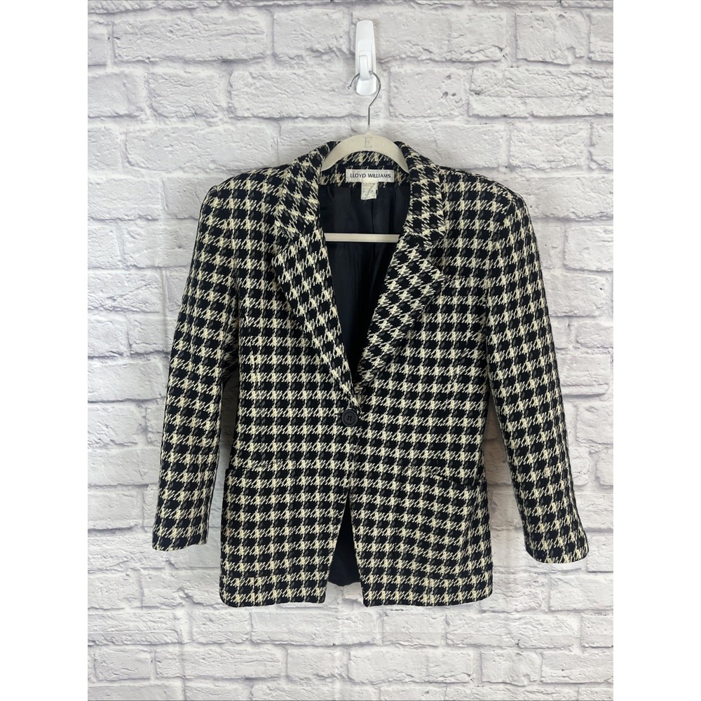 Lloyd Williams Vintage Dark Academia Houndstooth Woolblend Blazer  Size 4